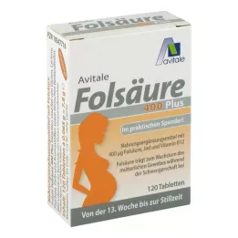 FOLSÄURE 400 Plus B12+Jod-tabletter, 120 kapslar