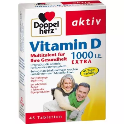 DOPPELHERZ Vitamin D3 1000 I.U. EXTRA Tabletter, 45 st