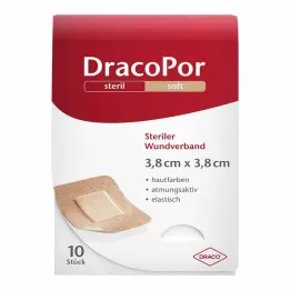 DRACOPOR Sårförband 3,8x3,8 cm sterilt hudfärgat, 10 st