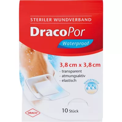 DRACOPOR vattentätt sårförband 3,8x3,8 cm sterilt, 10 st