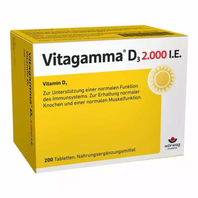 VITAGAMMA D3 2 000 I.U. vitamin D3 NEM tabletter, 200 st