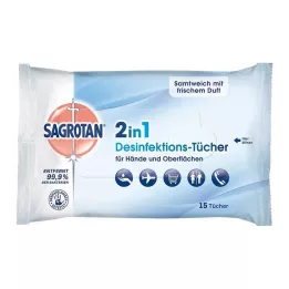 Sagrotan 2in1 desinfektionsservetter, 15 st