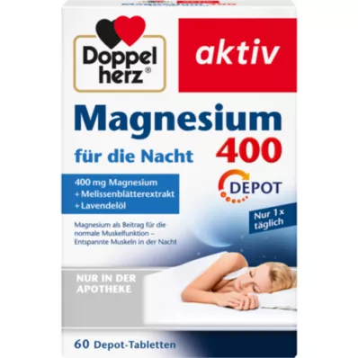 DOPPELHERZ Magnesium 400 för natten tabletter, 60 st