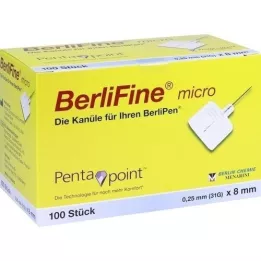 BERLIFINE mikrokanyler 0,25x8 mm, 100 st