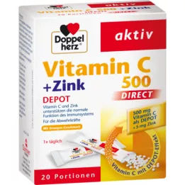 DOPPELHERZ Vitamin C 500+Zink Depot DIRECT Pellets, 20 st