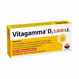 VITAGAMMA D3 5 600 I.U.Vitamin D3 NEM Tabletter, 20 st