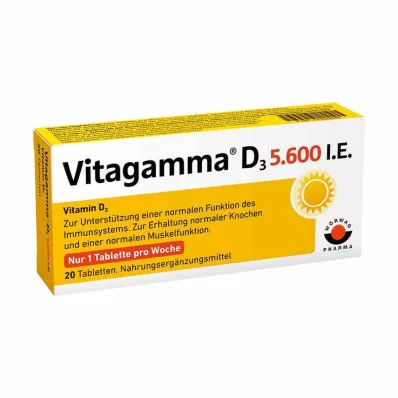 Vitagamma D3 5 600 I.U. Vitamin D3 NEM tabletter, 20 st