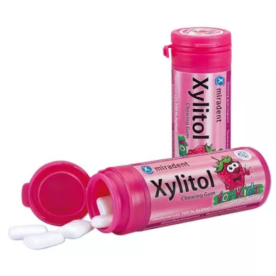 MIRADENT Xylitol tuggummi jordgubbe, 30 g