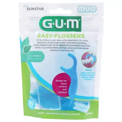 GUM Easy-Flossers tandtrådspinnar vaxade + resefodral, 30 st