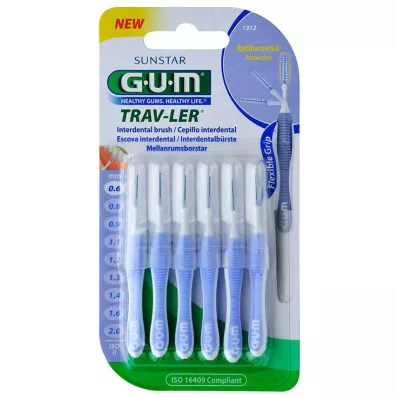GUM TRAV-LER 0,6 mm ljus ljusblå mellanrumsborste, 6 st