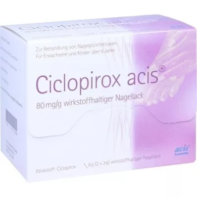 CICLOPIROX acis 80 mg/g nagellack innehållande aktiv substans, 6 g
