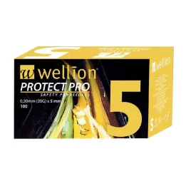 WELLION PROTECT PRO Säkerhetspenna - nålar 30 G 5 mm, 100 st