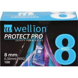 WELLION PROTECT PRO Säkerhetspenna - nålar 30 G 8 mm, 100 st