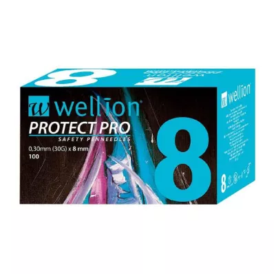 WELLION PROTECT PRO Säkerhetspenna - nålar 30 G 8 mm, 100 st