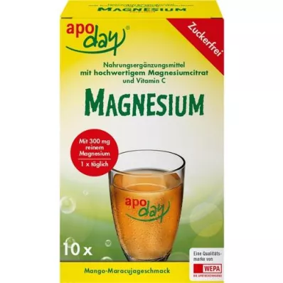 APODAY Magnesium Mango-Fassionsfrukt Sockerfritt pulver, 10X4,5 g