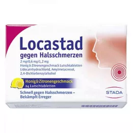 LOCASTAD mot halsont Honung-Citron Lut.-T., 24 st