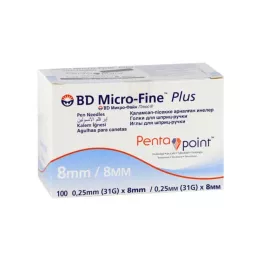 BD MICRO-FINE+ 8 stiftnålar 0,25x8 mm, 100 st