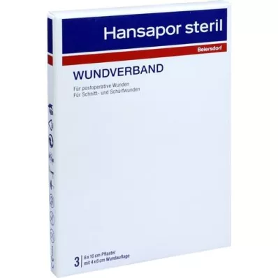 HANSAPOR sterilt sårförband 8x10 cm, 3 st