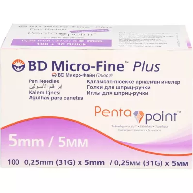 BD MICRO-FINE+ 5 stiftnålar 0,25x5 mm 31 G, 100 st