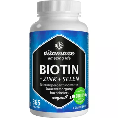 BIOTIN 10 mg högdos+zink+selenium tabletter, 365 st