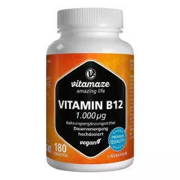 VITAMIN B12 1000 µg veganska tabletter med hög dos, 180 st