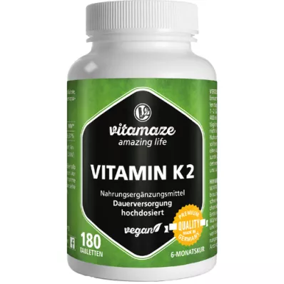 VITAMIN K2 200 μg veganska tabletter med hög dos, 180 st