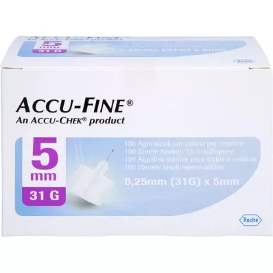 ACCU FINE sterila nålar för insulinpennor 5 mm 31 G, 100 st