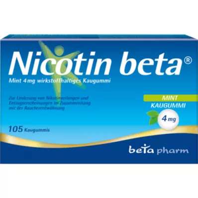 NICOTIN Beta Mint 4 mg aktiv ingrediens tuggummi, 105 st
