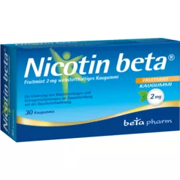 NICOTIN beta Fruitmint 2 mg aktiv ingrediens tuggummi, 30 st