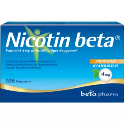 NICOTIN beta Fruitmint 4 mg aktiv ingrediens tuggummi, 105 st