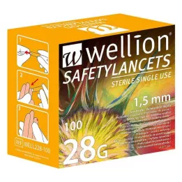 WELLION Safetylancets 28 G säkerhetsemaljer, 100 st