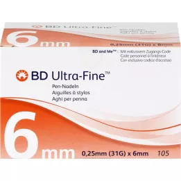 BD ULTRA-FINE Pennnålar 6 mm 31 G 0,25 mm, 105 st