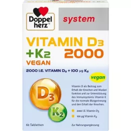 DOPPELHERZ Vitamin D3 2000+K2 systemtabletter, 60 st