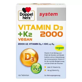 Doppelherz Vitamin D3 2000 + K2 systemtabletter, 120 st