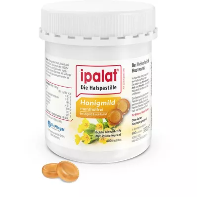 IPALAT Halstabletter honung mild utan mentol socker färsk, 400 st