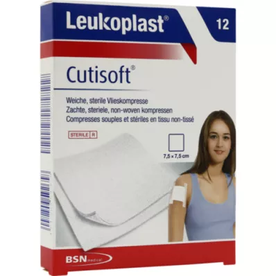 LEUKOPLAST Cutisoft fleecekompress 7,5x7,5 cm steril, 12 st