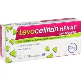 LEVOCETIRIZIN HEXAL för allergier 5 mg filmdragerade tabletter, 18 st