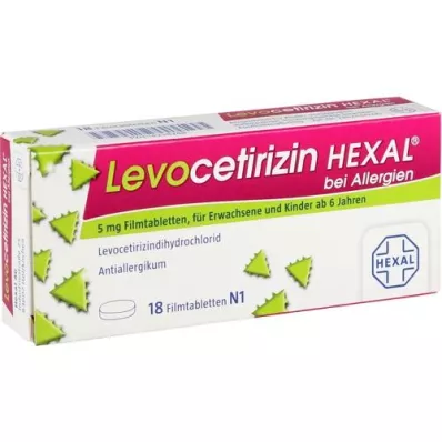 LEVOCETIRIZIN HEXAL för allergier 5 mg filmdragerade tabletter, 18 st