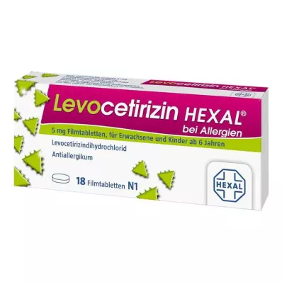 Levocetirizine Hexal för allergier 5 mg filmdragerade tabletter, 18 st Levocetirizine Hexal för allergier 5 mg filmdragerade tabletter, 18 st