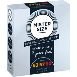 MISTER Storlek provförpackning 53-57-60 kondomer, 3 st
