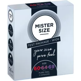 MISTER Storlek provförpackning 60-64-69 kondomer, 3 st