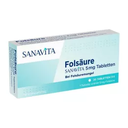 FOLSÄURE SANAVITA 5 mg tabletter, 20 st