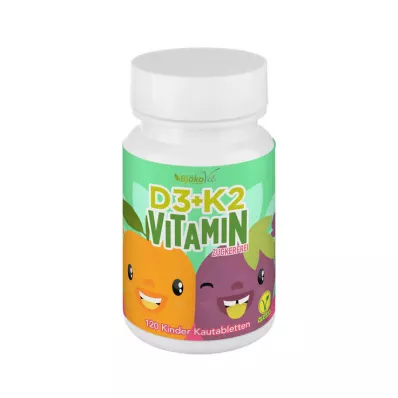 VITAMIN D3+K2 tuggtabletter för barn, vegan, 120 st