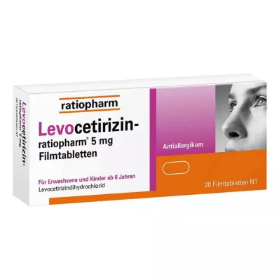 Levocetirizin ratiopharm 5 mg filmdragerade tabletter, 20 st Levocetirizin ratiopharm 5 mg filmdragerade tabletter, 20 st