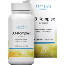SANHELIOS Vitamin D3 solvitaminkomplex med K2, 80 st