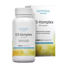 SANHELIOS Vitamin D3 solvitaminkomplex med K2, 80 st
