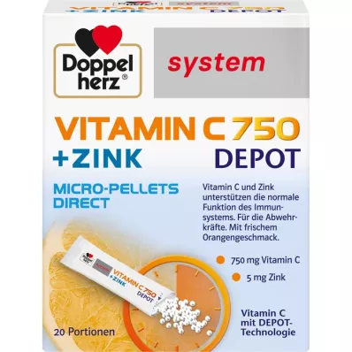 DOPPELHERZ Vitamin C 750 depåsystem Pellets, 20 st
