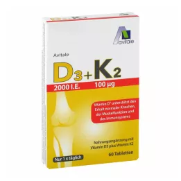 Vitamin D3+K2 2000 I.E., 60 st
