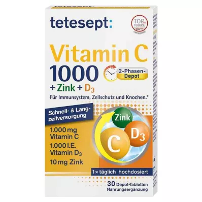 TETESEPT Vitamin C 1 000+Zink+D3 1 000 I.U. Tabletter, 30 st