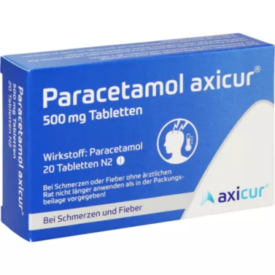 PARACETAMOL axicur 500 mg tabletter, 20 st